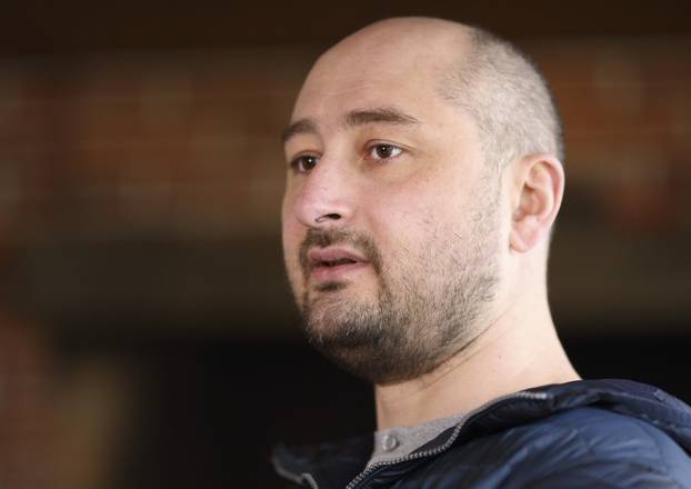 Russian journalist Babchenko attends an interview in Kiev