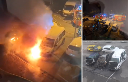 VIDEO Noćna drama u Zagrebu: Izgorjela tri auta na parkingu, nastala veća materijalna šteta