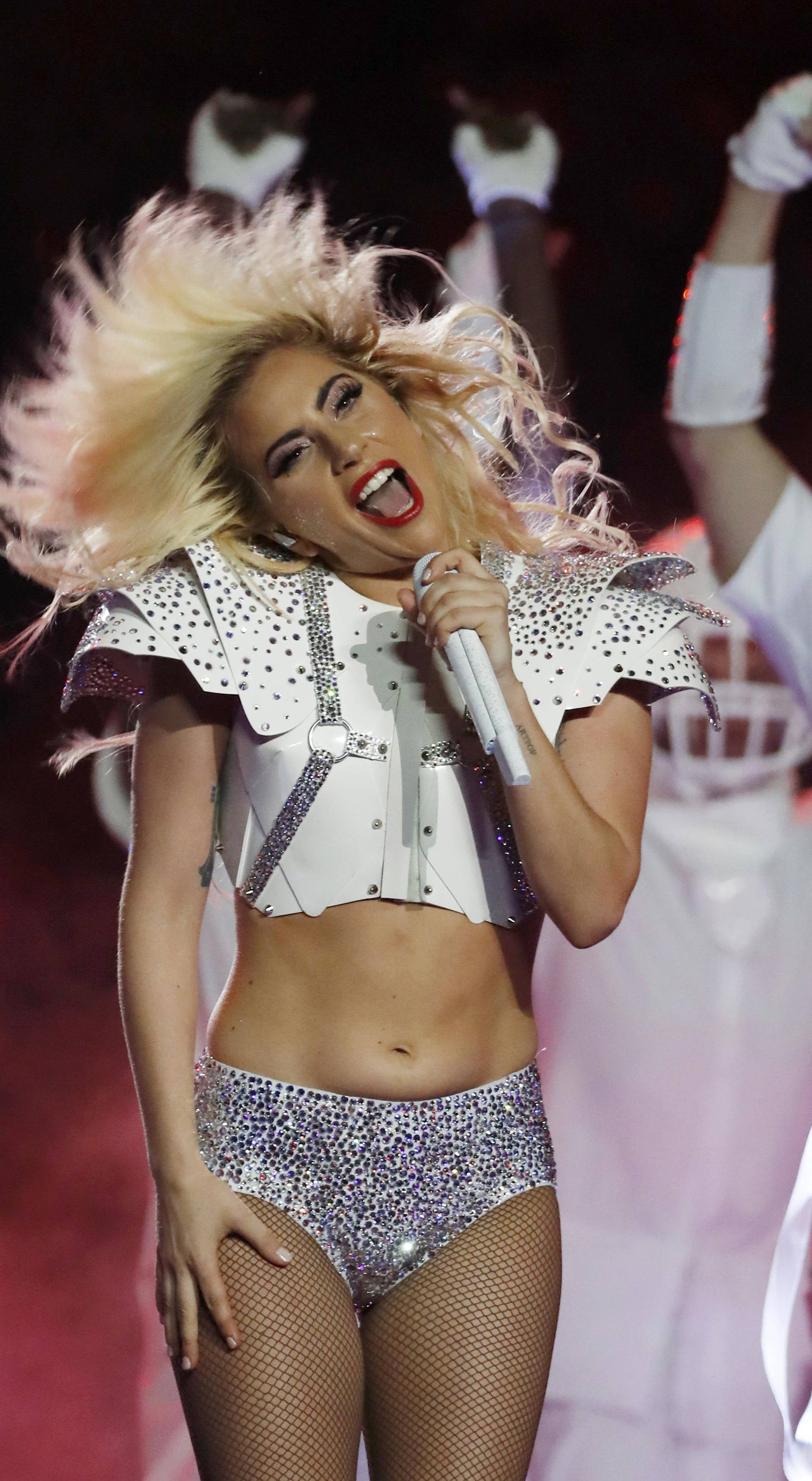 Singer Lady Gaga performs during the halftime show at Super Bowl LI between the New England Patriots and the Atlanta Falcons in Houston