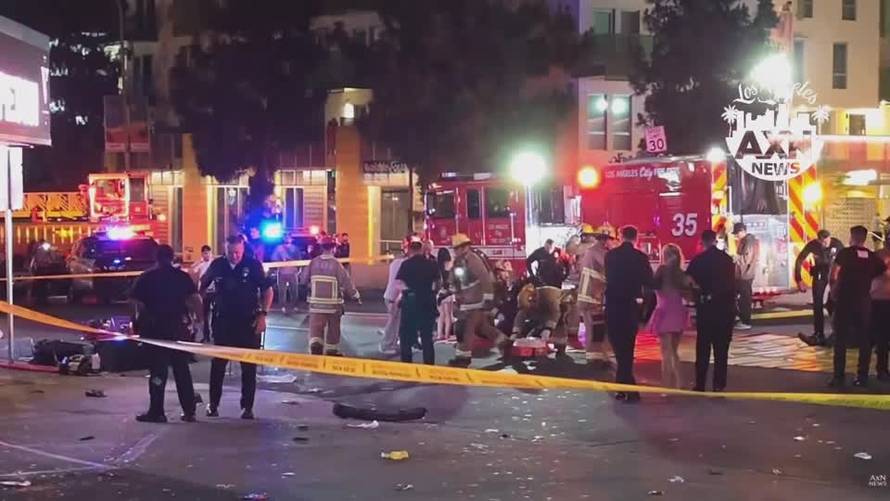Rescuers on scene after vehicle drives into crowd in Los Angeles