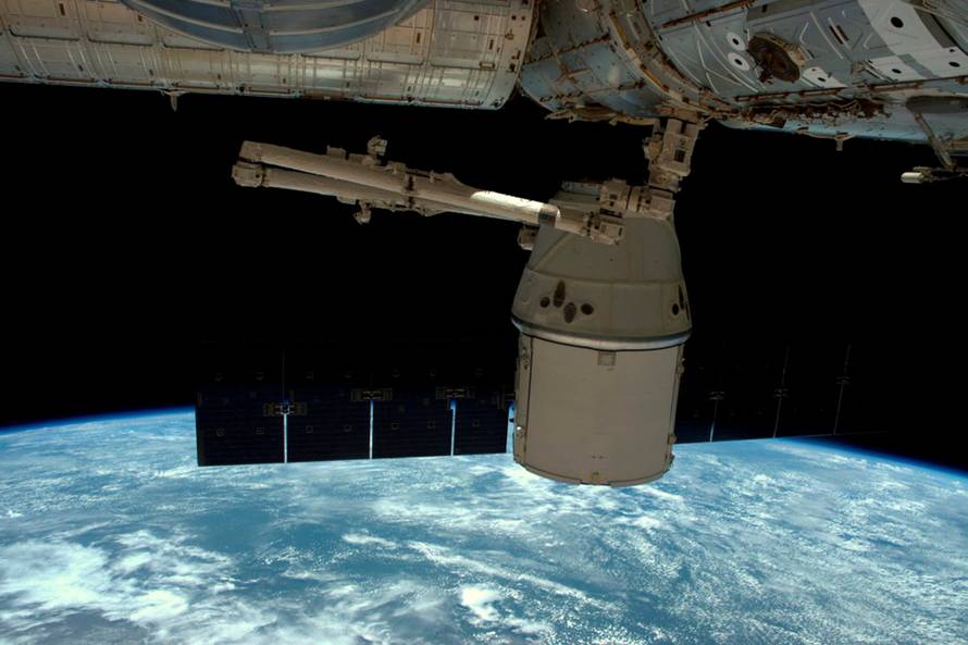 FILE PHOTO: A NASA photo shows a SpaceX Dragon capsule as it is released from the International Space Station