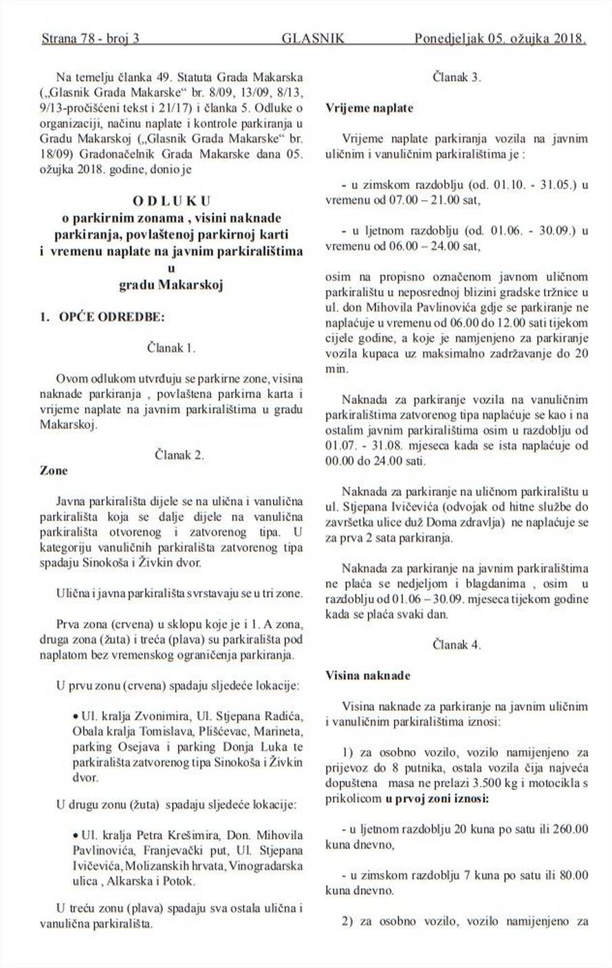 Objavili novi cjenik: Parking u Makarskoj  čak 20 kuna po satu