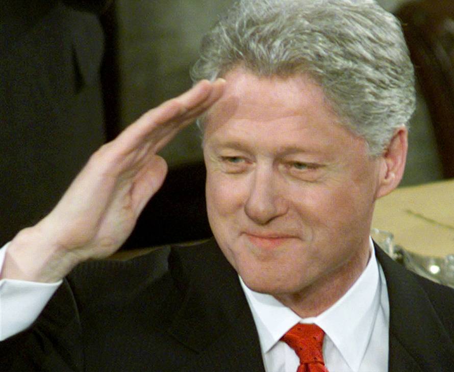 FILE PHOTO: PRESIDENT BILL CLINTON SALUTES AT THE STATE OF THE UNION ADDRESS.