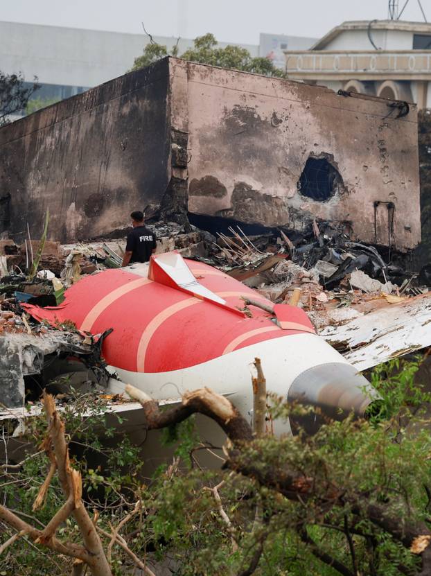Aftermath of the Air India crash during take-off, in Ahmedabad