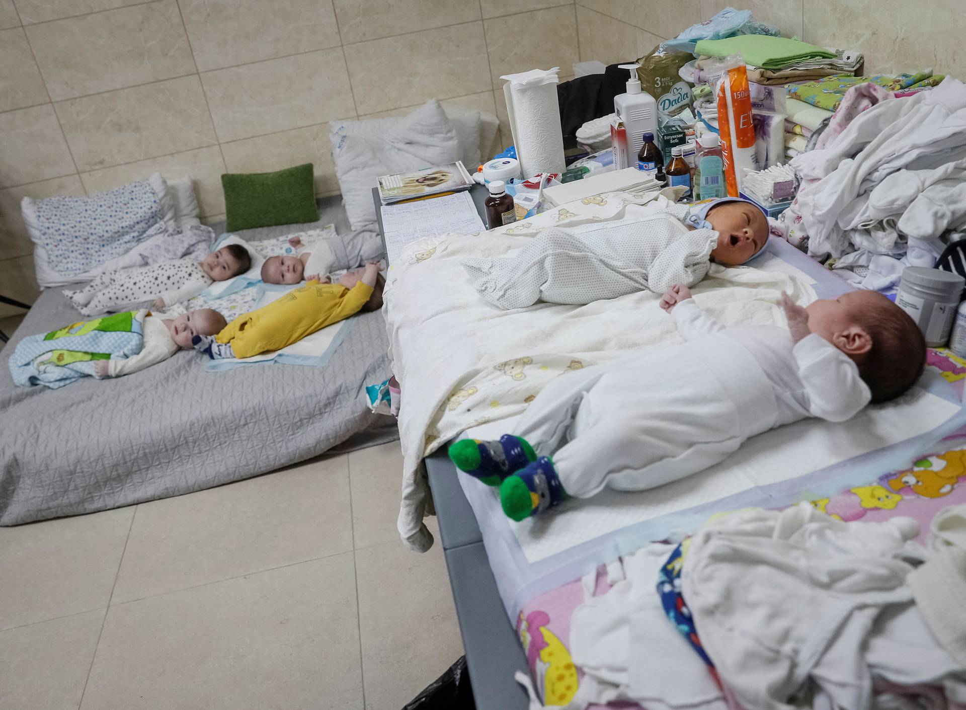 Babies born to surrogate mothers stranded in shelter amid Russia's invasion of Ukraine, in Kyiv