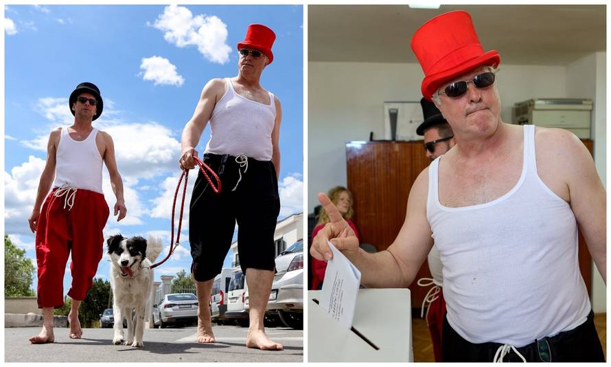 FOTO Ričard glasovao u Zadru, došetao je bos uz pratnju i psa