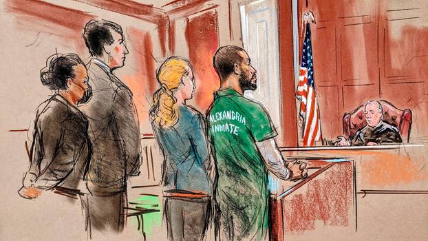 Alexanda Kotey, a member of an ISIS militant group nicknamed "The Beatles," attends sentencing hearing in U.S. federal court in Virginia