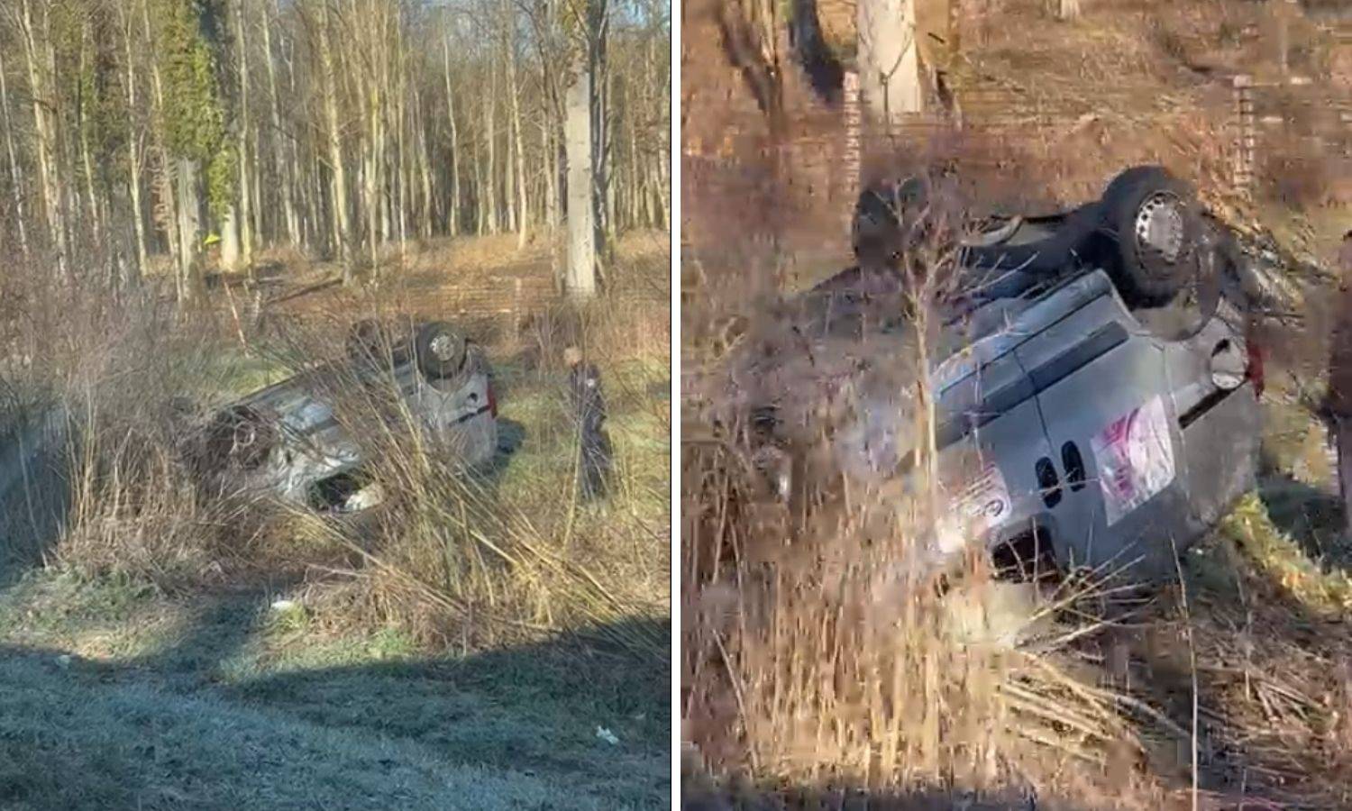 VIDEO Auto kod Siska sletio na krov u šumu: 'Prizor je bio malo zastrašujuć, bila je policija'
