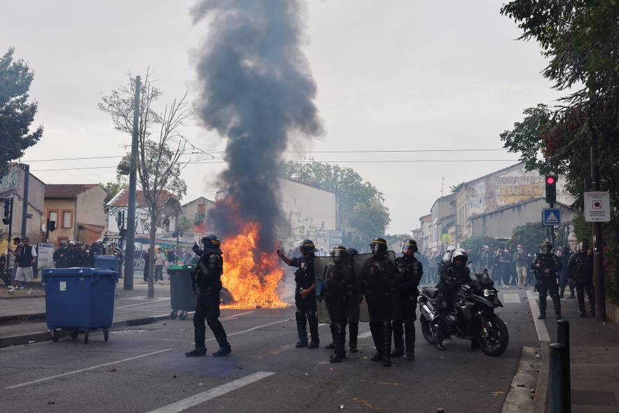 French high school students protest in France