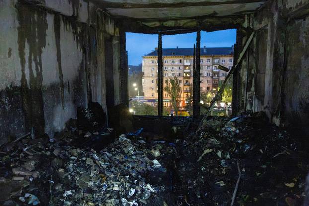 Aftermath of Russian drone and missile attack in Kyiv