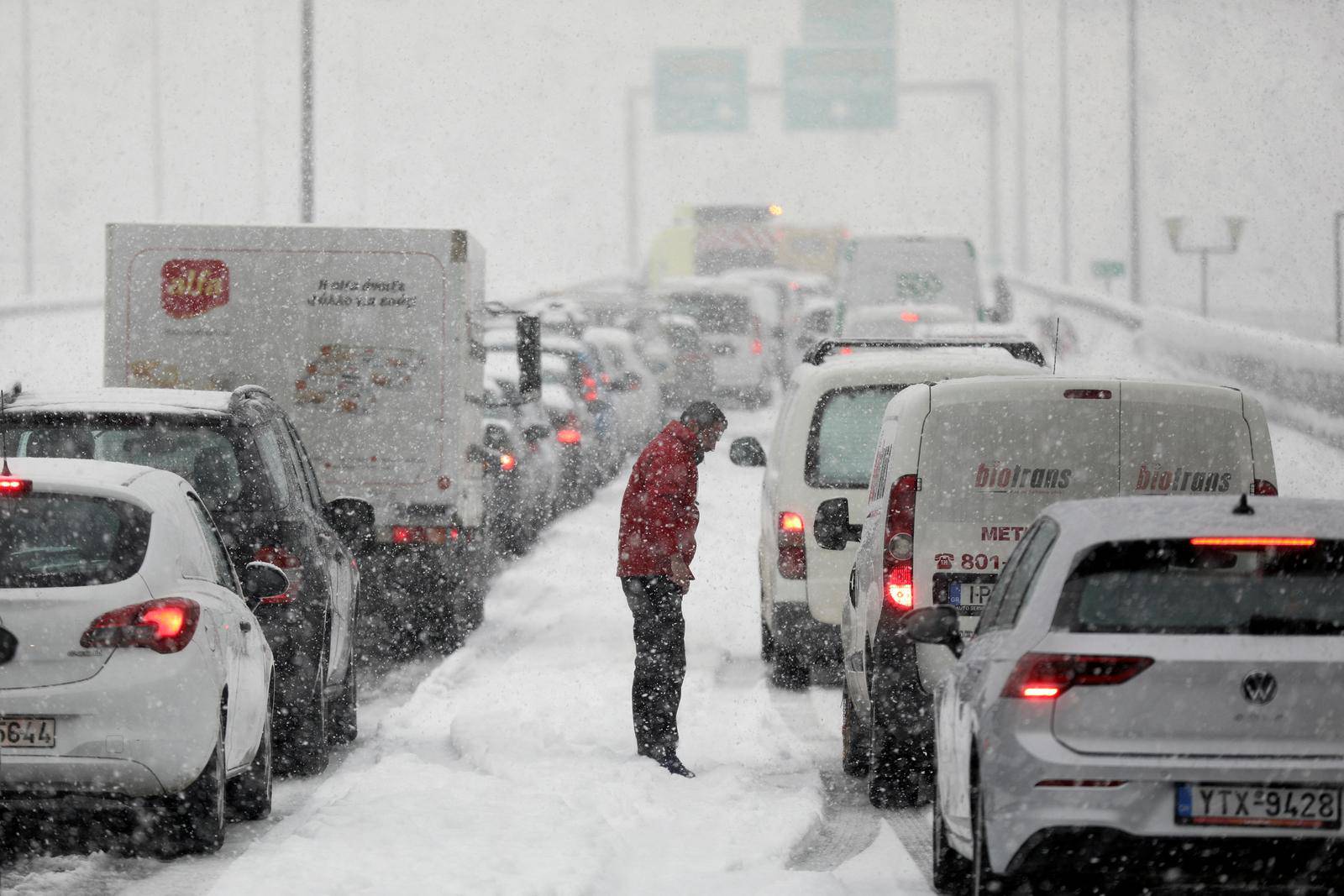 Heavy snowfall in Athens