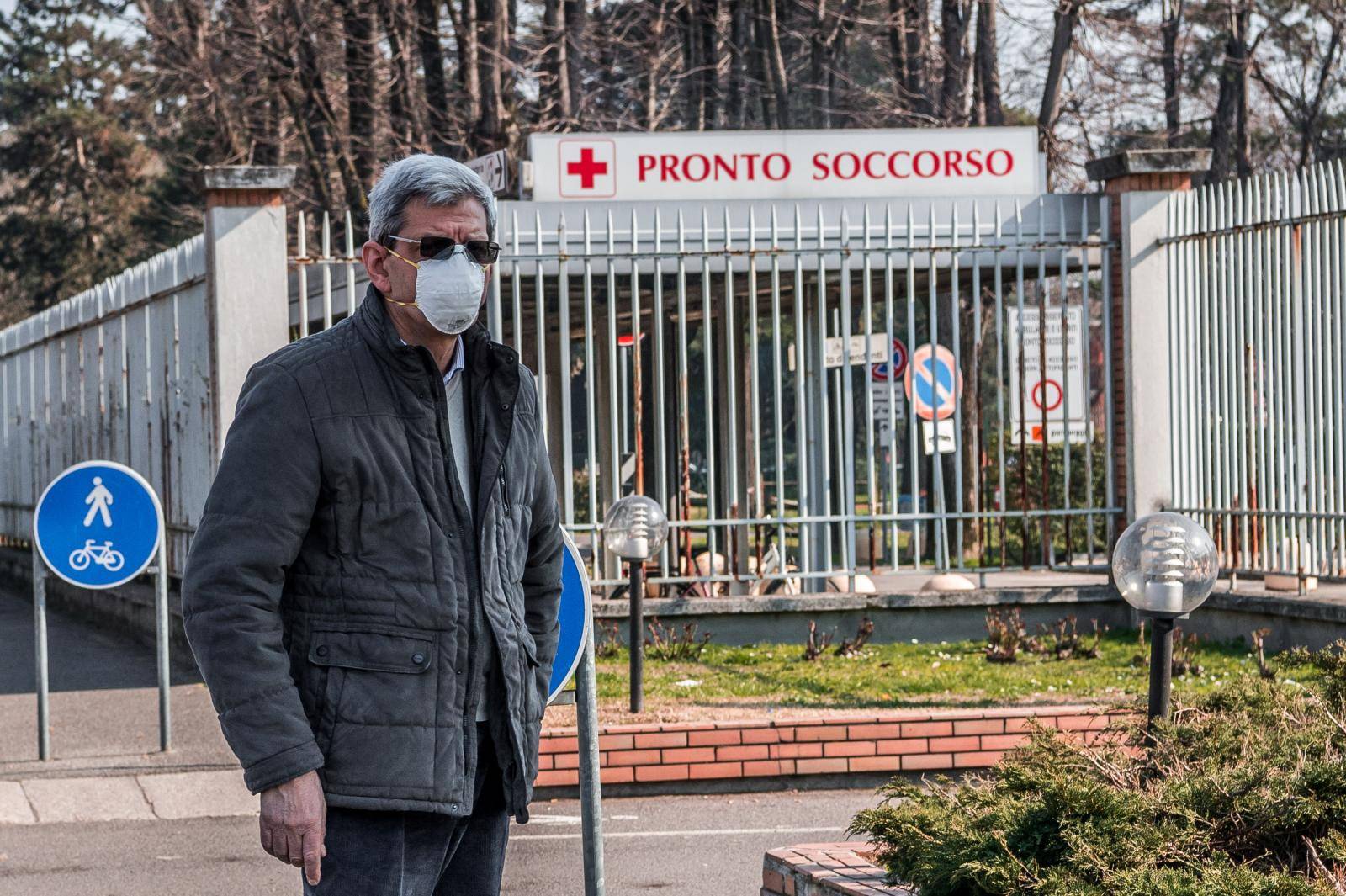 Codogno. Corona Virus Covid-19 emergency in Codogno closed shops and people with masks