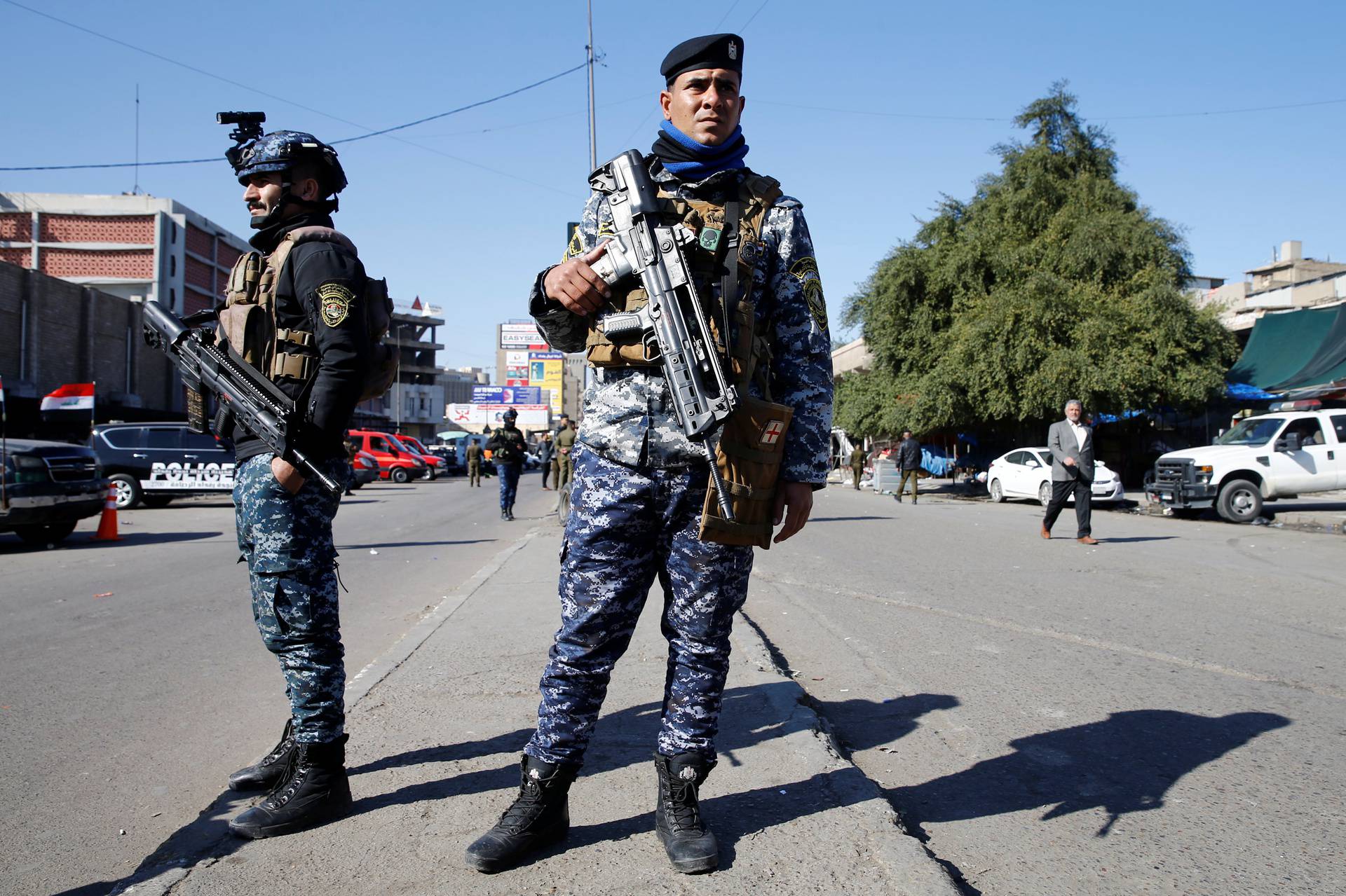 Site of a twin suicide bombing attack in a central market in Baghdad