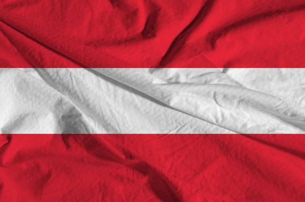 Austrian Flag Waving In The Wind .