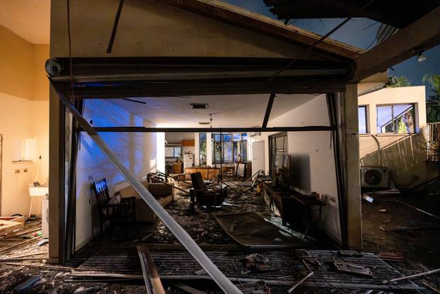 Aftermath of a projectile barrage from Iran-backed Hezbollah in Lebanon, in central Israel