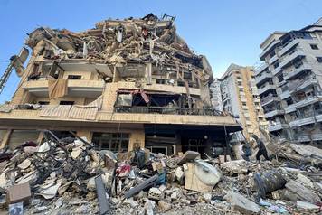 A damaged building after an Israeli strike, following renewed hostilities between Hezbollah and Israel amid the U.S.-Israeli conflict with Iran