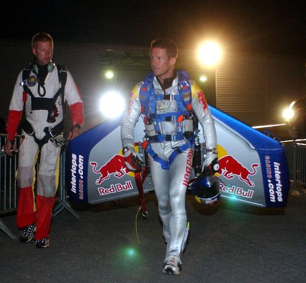 FILE PHOTO: Skydiver Felix Baumgartner is seen before start of his freefall attempt across English Channel.