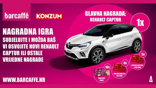 Zaigraj Barcaffè nagradnu igru – osvoji vrijedni Renault Captur automobil