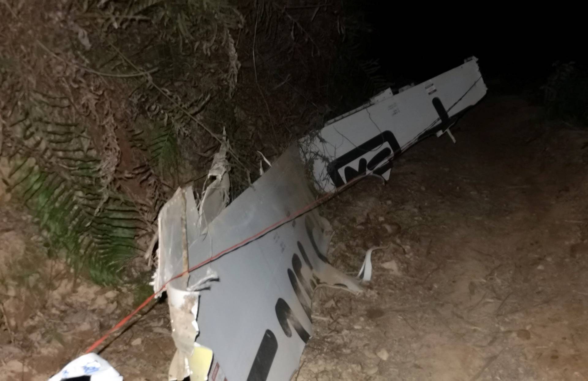 Plane debris is seen at the site where a China Eastern Airlines plane crashed in Wuzhou