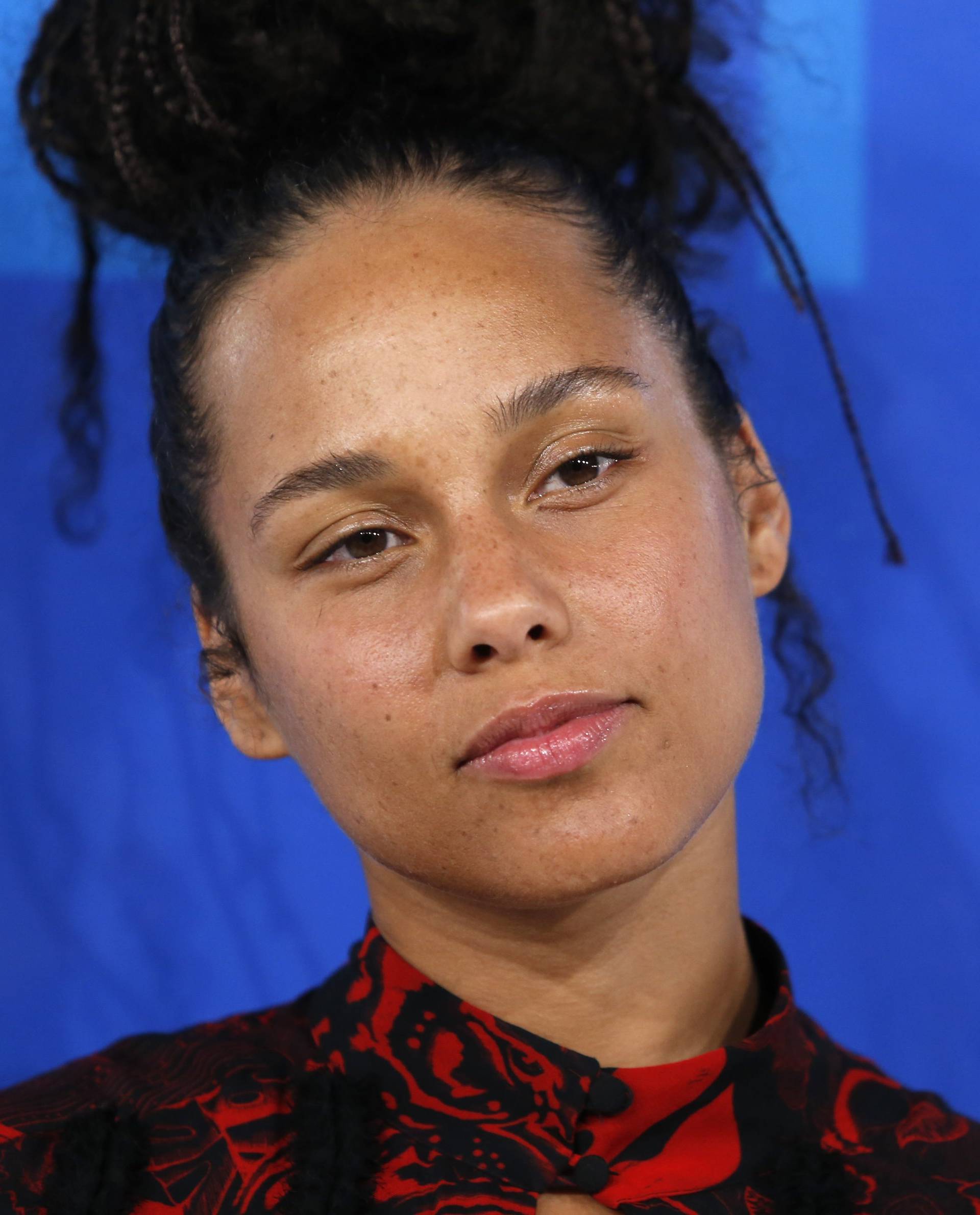 Musician Alicia Keys arrives at the 2016 MTV Video Music Awards in New York