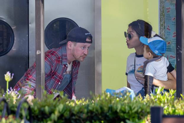 *EXCLUSIVE* Macaulay Culkin and Brenda Song take their kids to Menchie's for some yogurt treats