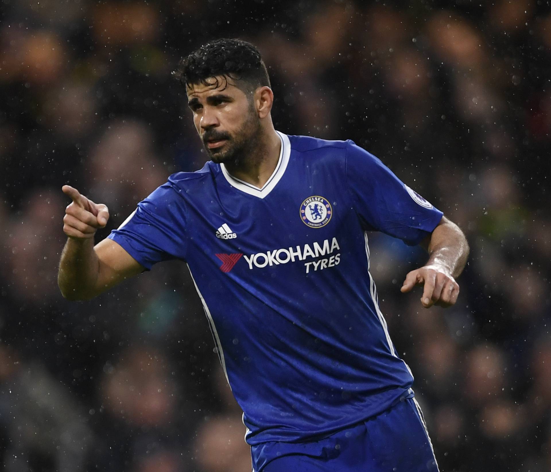 Chelsea's Diego Costa celebrates scoring their third goal
