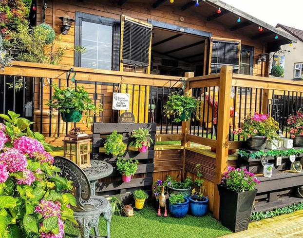 WIFE BUILDS HUSBAND PUB IN GARDEN