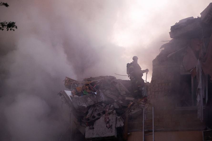 Aftermath of a Russian missile and drone attack in Kyiv