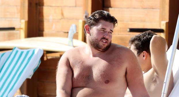 Patrick Schwarzenegger and brother Christopher Schwarzenegger show off their abs on the beach in Santa Barbara