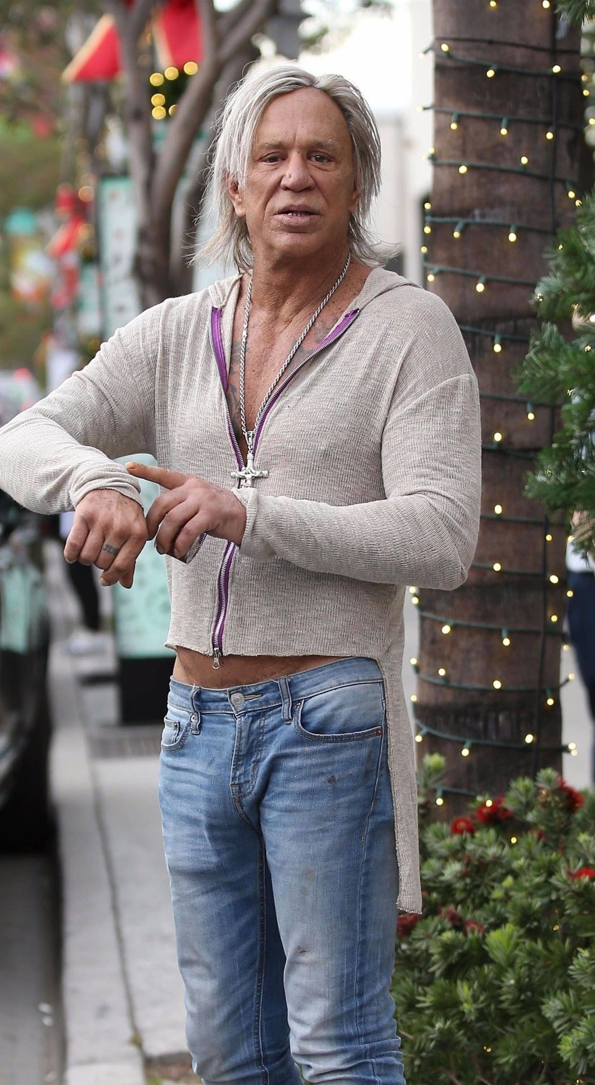 Mickey Rourke heads out for lunch at Mulberry Street Pizzeria