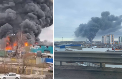 VIDEO Veliki požar kod aerodroma u Sankt-Peterburgu: 'Srušili smo bespilotnu letjelicu'