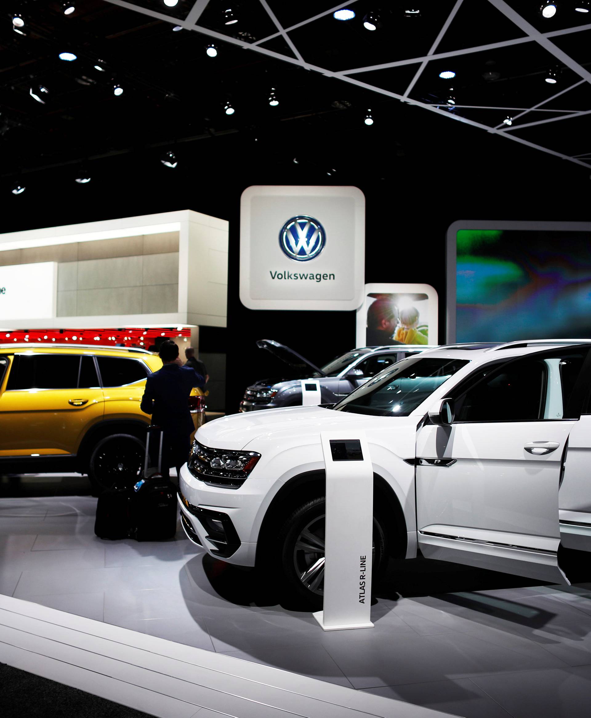 Volkswagen Atlas R-Line SUVs are displayed during the North American International Auto Show in Detroit