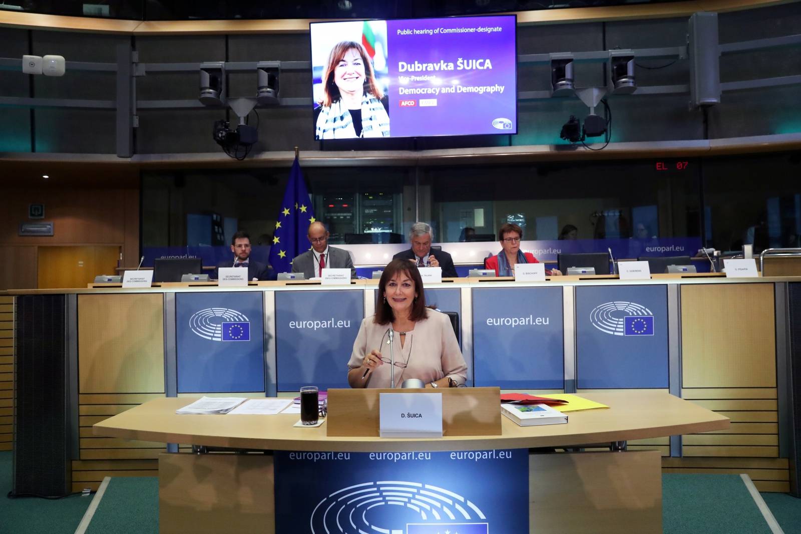 European for Democracy and Demography Commissioner-designate Dubravka Suica of Croatia attends her hearing before the European Parliament in Brussels