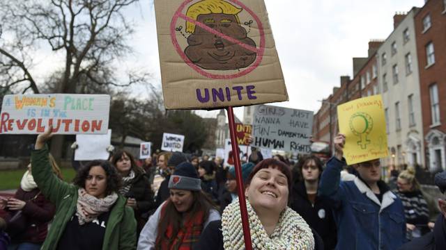 Protesters take part in the Women's March on Dublin