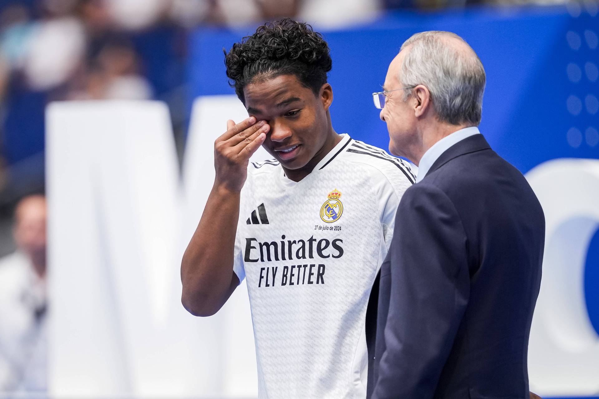 Real Madrid Unveils New Signing Endrick Endrick Felipe Moreira de Sousa gets emotional during his presentation at Estadi