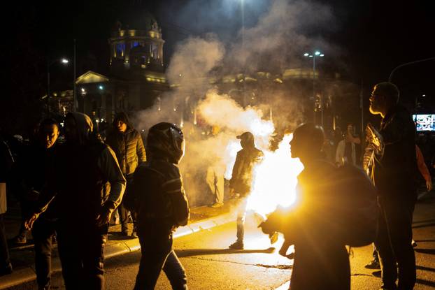 Protest near the Serbian parliament in Belgrade