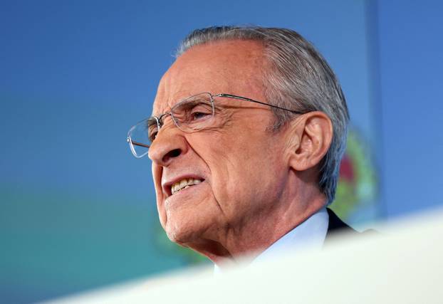 Real Madrid president Florentino Perez holds press conference
