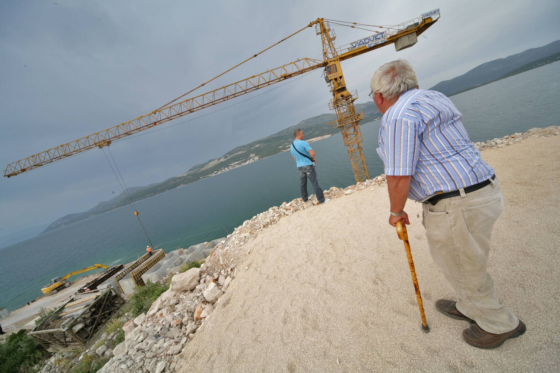 Brijesta: Premijer Sanader u posjeti gradilištu budu?eg Pelješkog mosta