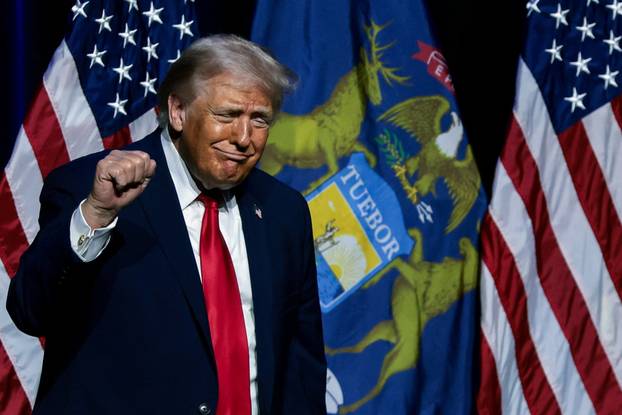 U.S. President Trump delivers remarks at The Detroit Economic Club in Detroit