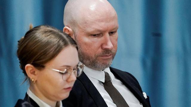 FILE PHOTO: Anders Behring Breivik attends a court hearing at Ringerike prison, in Tyristrand