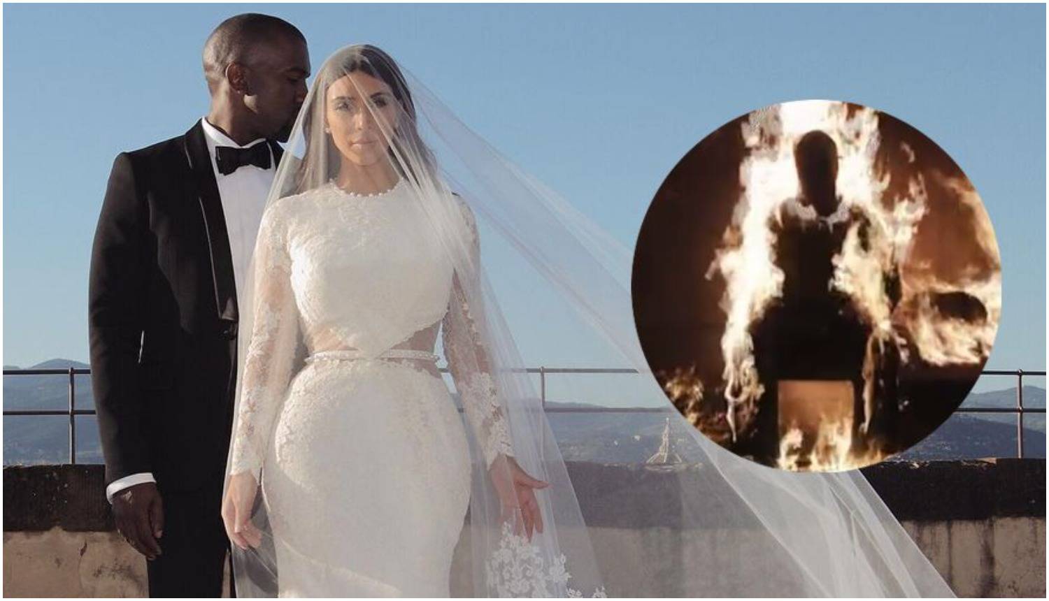 Kanye šokirao sve i zapalio se na pozornici, a nakon 'gašenja' pojavila se Kim u vjenčanici...