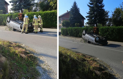 Automobil se prevrnuo na krov: Vozača su izvlačili vatrogasci...