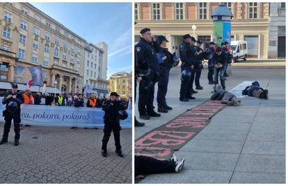 VIDEO Opet kleče i mole na Trgu u Zagrebu, prosvjednici 'lupaju'