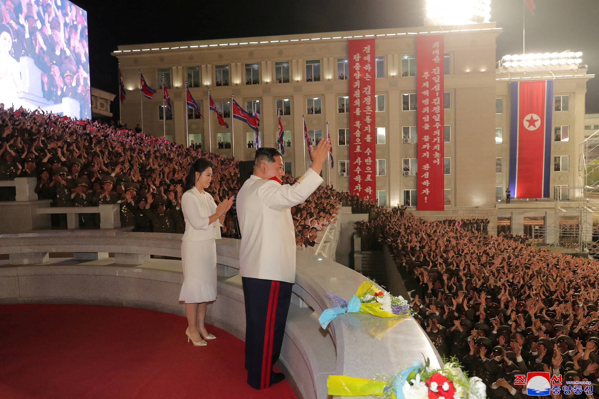 Nighttime military parade to mark the 90th anniversary of the founding of the Korean People's Revolutionary Army in Pyongyang