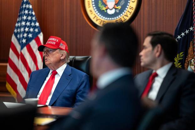 U.S. President Donald Trump holds a meeting in the Situation Room at the White House in Washington