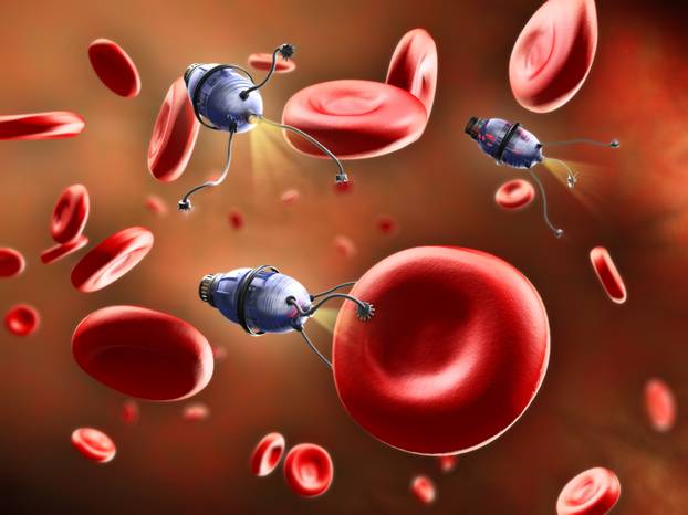 Nanobots,Going,Through,The,Bloodstream,And,Repairing,Some,Blood,Cells.