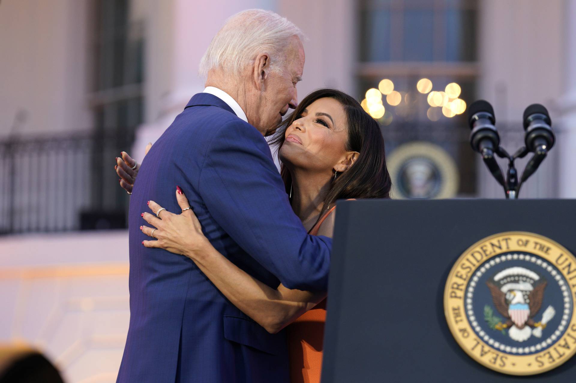 President Biden with Eva Longoria at a screening of the movie Flamin Hot