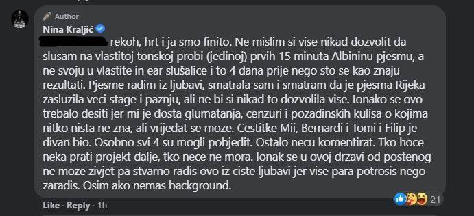 Nina Kraljić: 'HRT i ja smo finito, cenzura i gluma nisu za mene...'