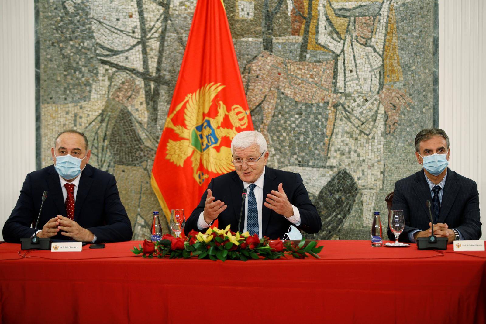 Montenegro's Prime Minister Dusko Markovic announcing that Montenegro is coronavirus-free country