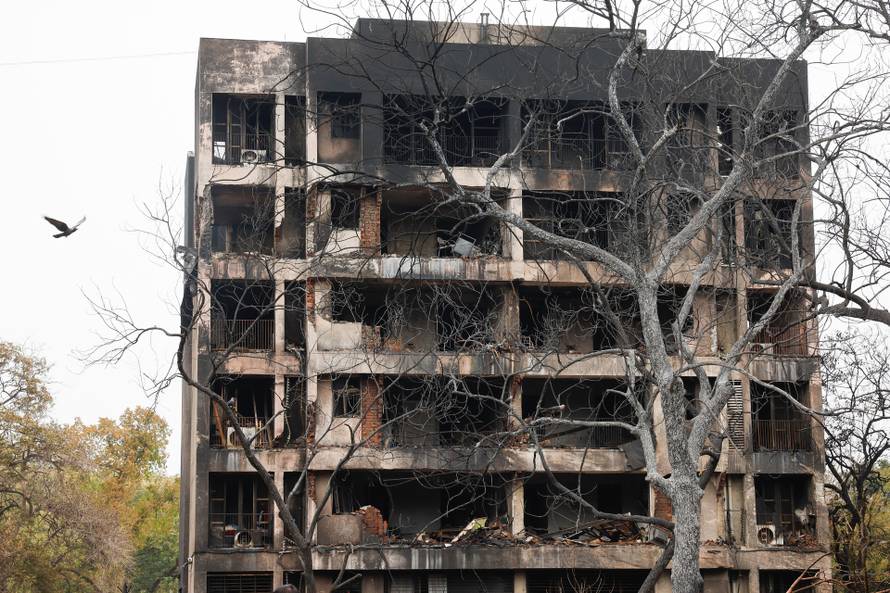 Aftermath of the Air India crash during take-off, in Ahmedabad